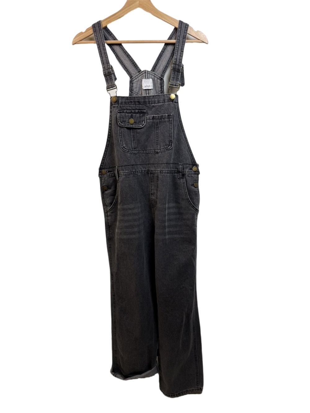 Relaxed Washed Black Denim Women's Overalls Jumpsuit